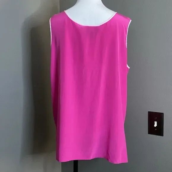 Vintage Bob Mackie Wearable Art 100% silk Pink Tank Sleeveless Blouse Barbiecore - Picture 5 of 9